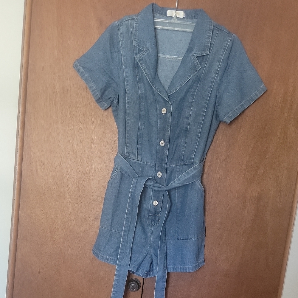 SUYE Chic Blue Denim Romper